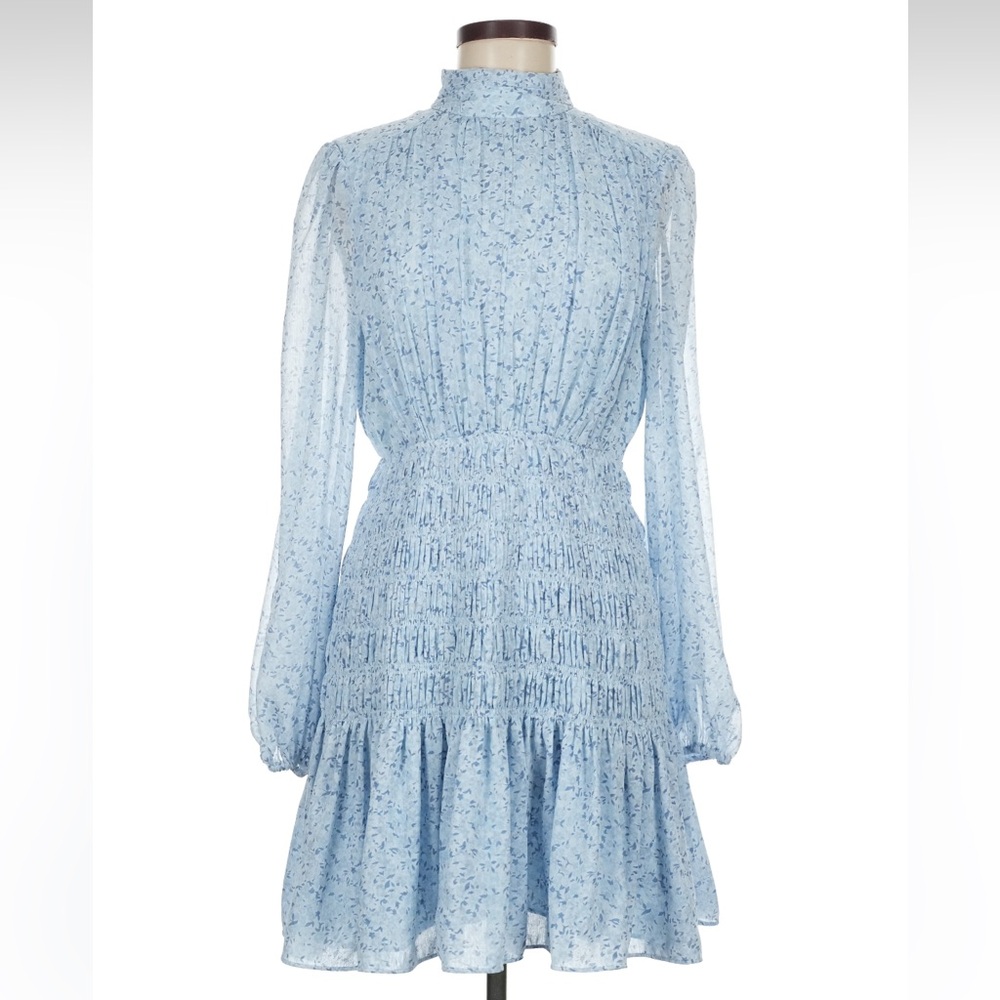 House of Harlow light pastel blue floral print boho spring dress -M